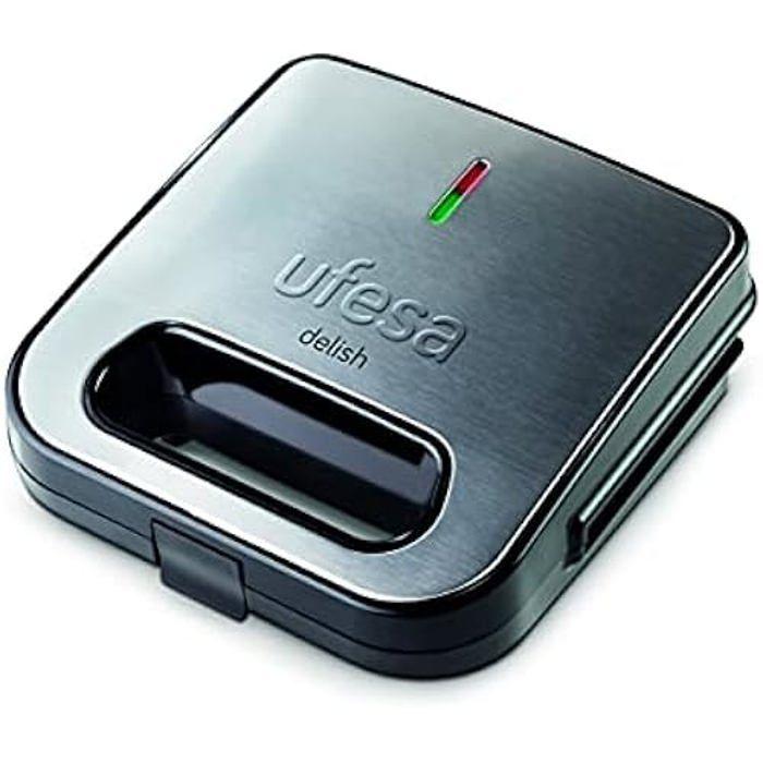 Ufesa SW7870 Delish Appareil Croque Monsieur et à Sandwich, 900W, Plaques Antiadhésives, 2 Sandwichs, Sans BPA, Inox/Plastique