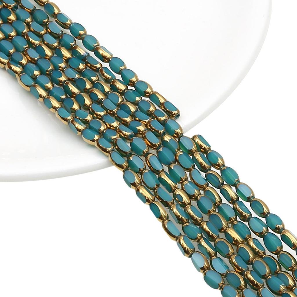 Овальные ограненные стеклянные кристаллы с золотистой окантовкой, в форме рисовых зерен, для изготовления украшений