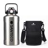 SANTECO Vacuum Insulated Water Large Keeps Cold or Stainless Steel Bottle with Compatible with Direct Drinking Sports Wide and Silver Bottle,