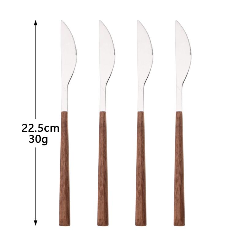 4/12/16Pcs Cutlery Set Chopsticks Knives Forks Spoons Tableware Set with Imitation Wooden Handle Korean Japanese Dinnerware Set