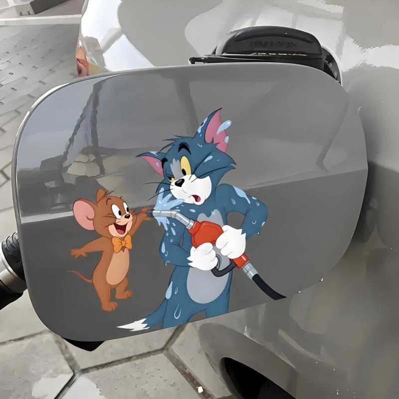 Наклейка-коробочка на крышку бензобака автомобиля с персонажами Тома и Джерри - Милый трансграничный дизайн для украшения