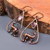 Fancy Pink Amethyst Stone Copper Electroformed Hook Drop Dangle Artisan Earrings V-48