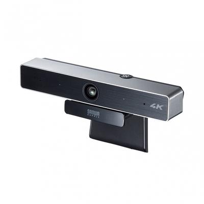 Веб-камера Sanwa Supply, широкоугольная, широкоугольная, широкоугольная (90° по горизонтали, 98° по диагонали), Совместимость с 4K, 8,5-мегапиксельная CMOS-матрица, оснащенная функцией активного шумоподавления