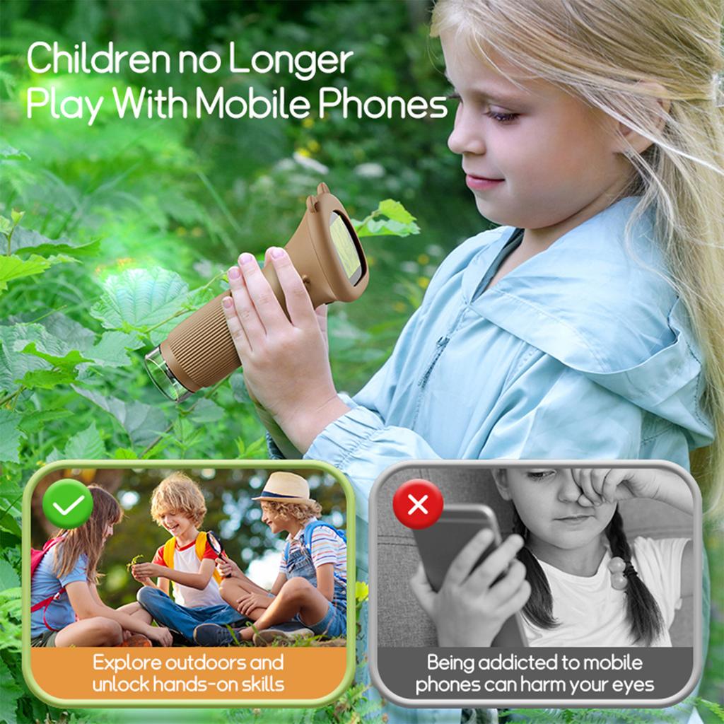 Kids Portable Digital Microscope 1000X Handheld with 2 Inch Screen Built In Adjustable LED Light