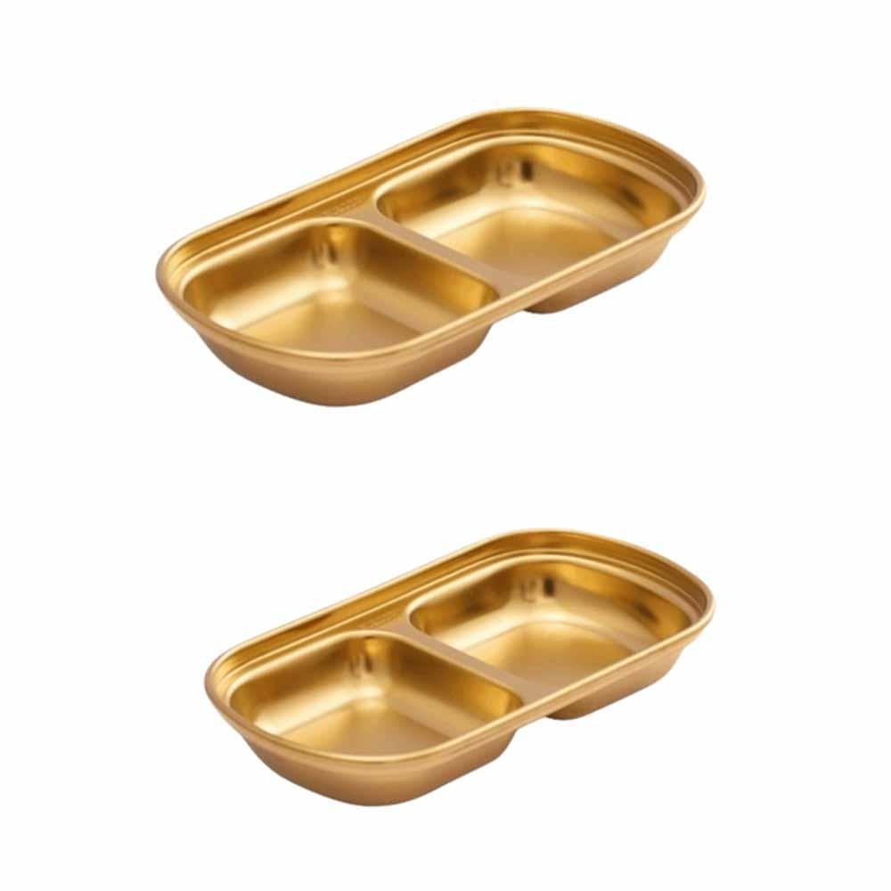 2Pcs Stainless Steel Seasoning Dish 2/3/4 Grid Thickened Divided Dip Bowls Easy Clean Stackable Vinegar Soy Spice Condiment Tray