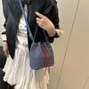 Niche High-end Embroidery Love Portable Canvas Bag 2025 Spring and Summer New Shoulder Crossbody Mini Bucket Bag