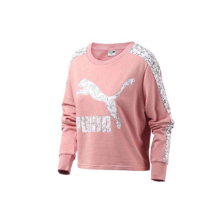 Puma Classics Printed Sweatshirt Women Tops Pink 595906-14