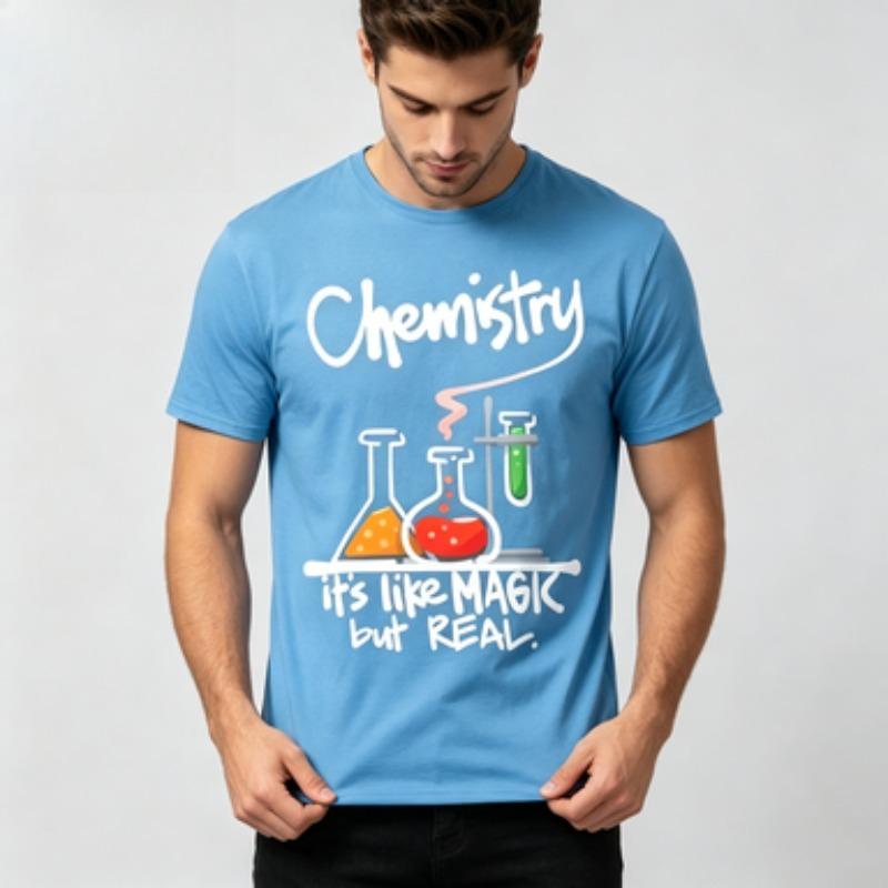 2026 New Unisex Pure Cotton Tee Funny Chemistry Lab Glassware Slogan Print Streetwear Science Teacher Summer Loose Fit Tshirt