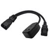 IEC320 C14 To IEC320 C13+UK13A AC-Power Adapter Cable, 3 Terminals Male To Female Power Connector Cord Wire