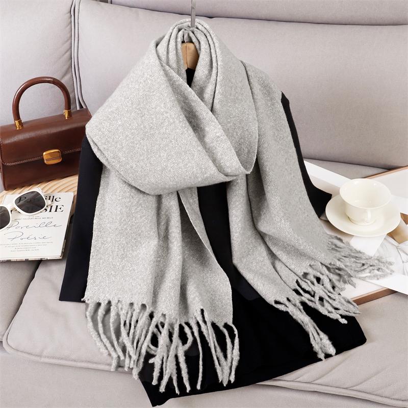 New Winter Scarf For Women Long Warm Cashmere Scarves Hijab Solid Lady Shawl Wrap Female Pashmina Bandana Head Scarfs