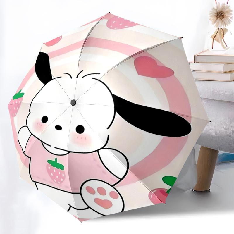 1pc Strawberry Cherry Heart Automatic Opening/Closing Umbrella with Foldable Design, 8-Bone Iron Frame Outdoor Umbrella for Fans, Travelers, Daily Use