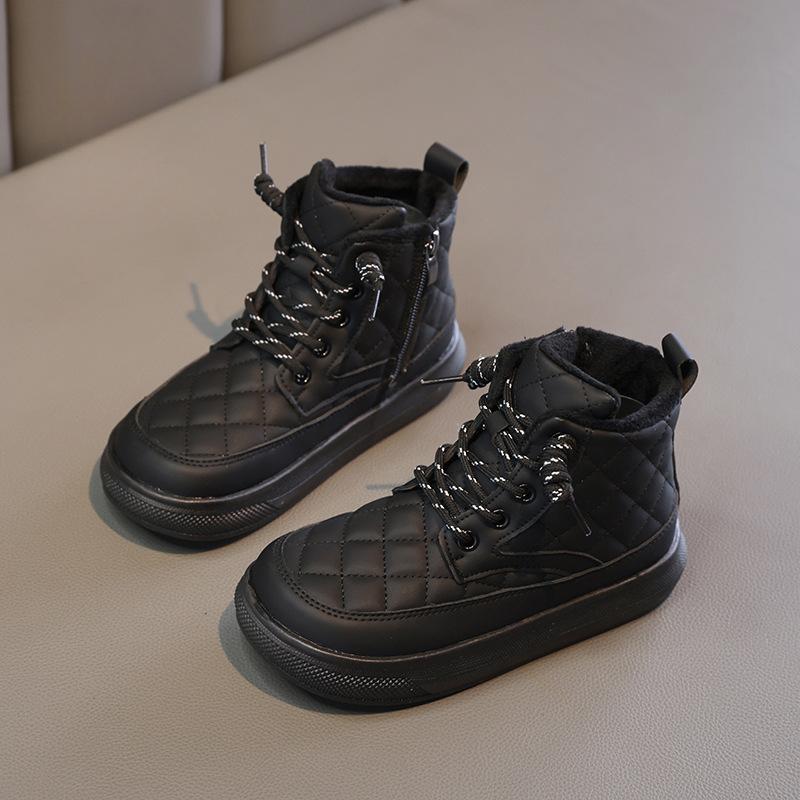Kids Shoes Boots for Girl Solid Color Versatile Winter Boots for Children Causal School Children Simple Cotton Boot