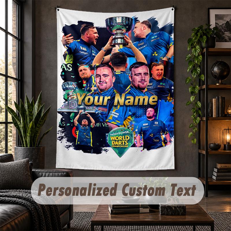 Personalized Wall Tapestry,Luke Littler Custom Text, Soft Fabric Wall Art For Indoor Decoration