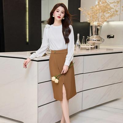Профессиональный костюм женский весенне-осенний новый дизайн рубашка темпераментный модный омолаживающий юбка-карандаш комплект из двух предметов