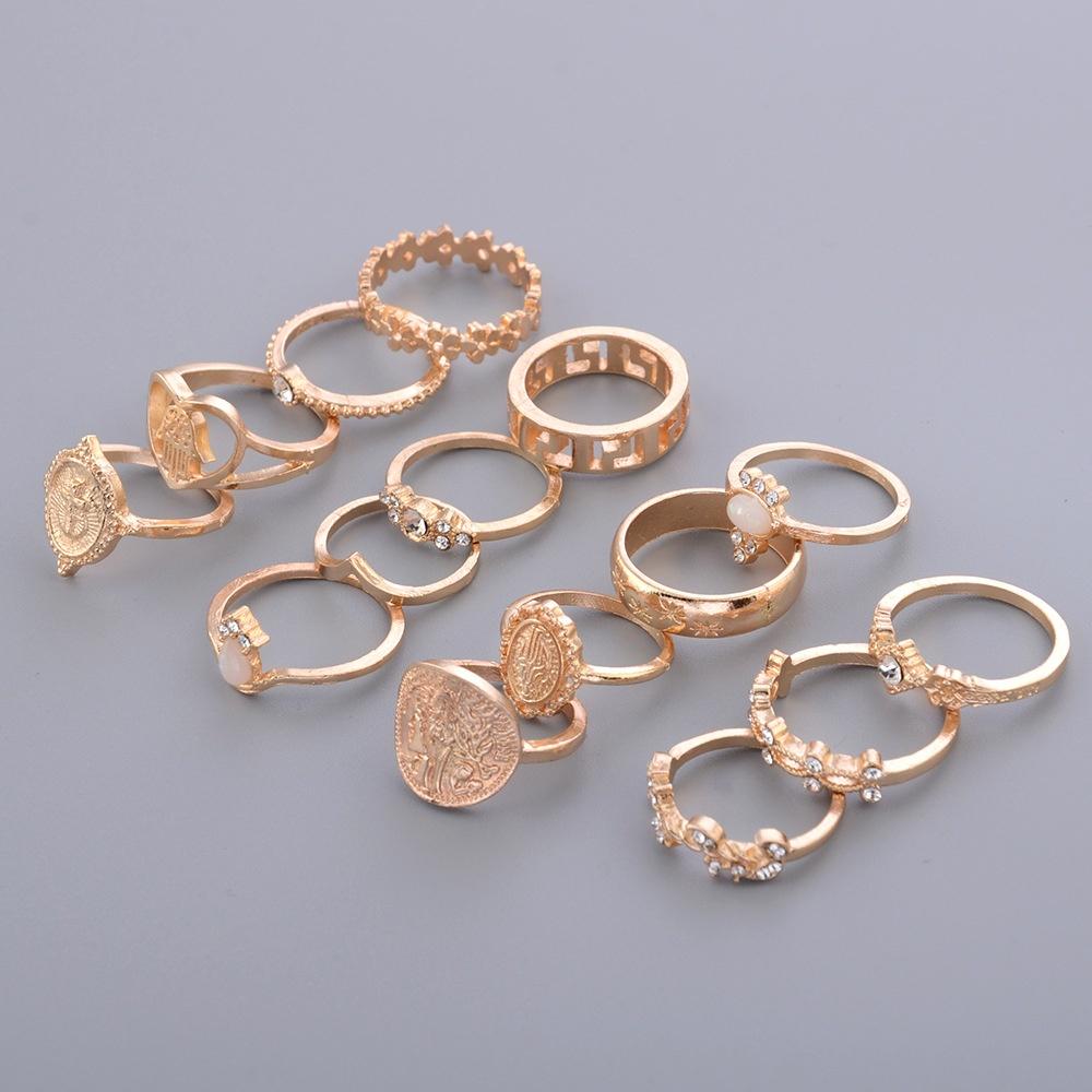 15 шт. ретро красота монета крест узор Любовь Фатима пальмовое кольцо набор для женщин свадебные украшения для вечеринок