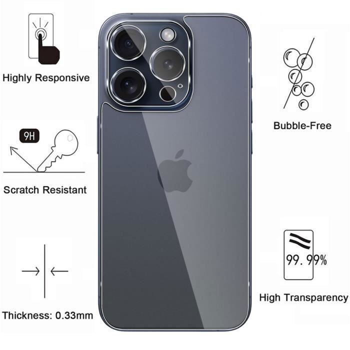 Заднее закаленное стекло для iPhone 15 PRO и защита камеры [Упаковка 2 шт.] Защитная пленка Phonillico®