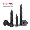 M2 M2.3 M2.6 M3 M3.5 M4 M5 M6 Черная 304 Нержавеющая сталь Сверхтонкий винт с плоской головкой и шестигранным углублением Саморезы по дереву