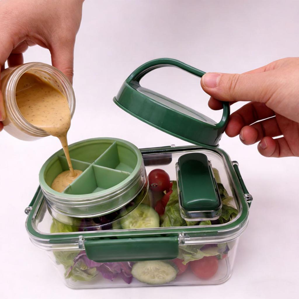 Four Compartment Jar, Square Container, Portable And Home Kitchen Storage Bottle, Plastic Bowl.