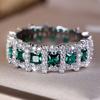 Кольцо для помолвки Eternity Silver Color Princess Cut Green Cub Zirconia для женщин, обручальные кольца для вечеринки, ювелирные изделия, подарок