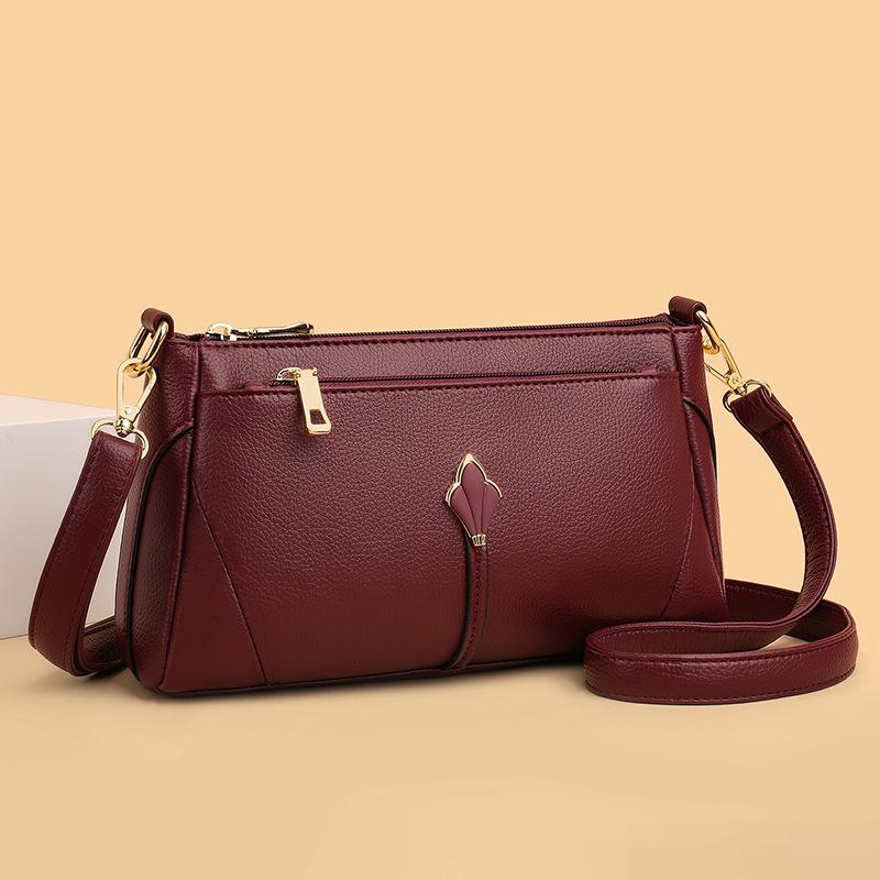 Модная сумка для мамы среднего возраста из мягкой кожи, сумка для бабушки на одно плечо большой вместимости, повседневная маленькая квадратная сумка через плечо