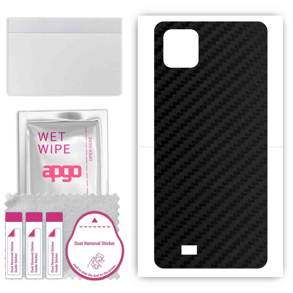 apgo Protective Skin Sticker for the Back Compatible with myPhone Fun 9, Wrap Film, Foil, Vinyl - Pattern Carbon Black