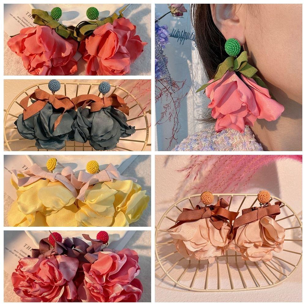 Colorful Flower Earrings Classic Romantic Earrings Bowknot Dangle Earrings Korean Style Accessories
