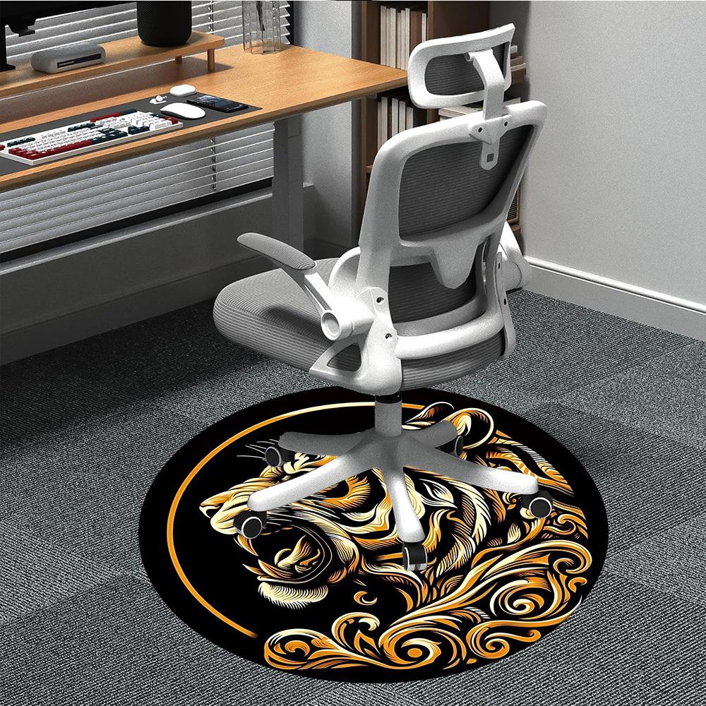 1pc Tiger Swirls Office Round Area Rug, Under Office Chairs Bedroom Living Room Home Decor, Room Deco, Available in Various Sizes 058