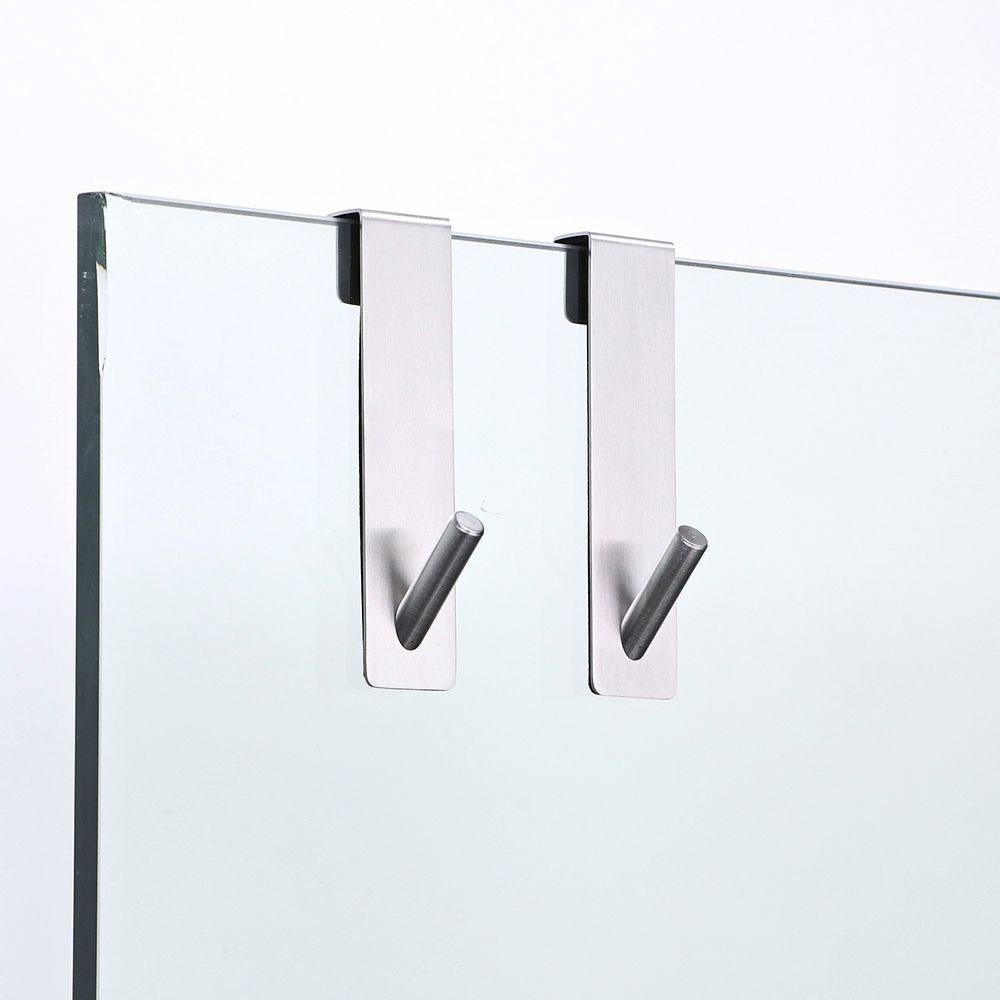 Steel Frameless Free Punching Glass Door Type Towel Rack Robe Hooks Storage Hanger Shower Hook