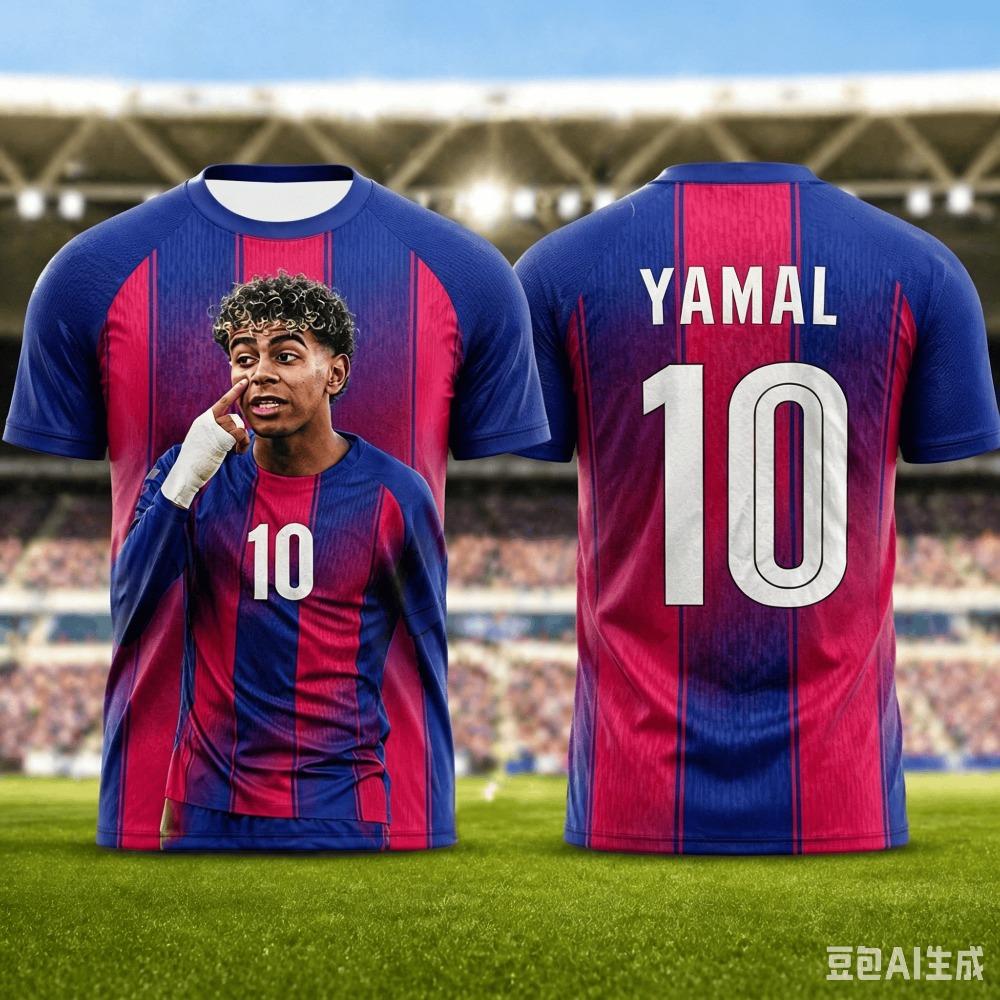 Summer New Model Yamal 3D Printed Children's Sportswear Football Jersey and T-shirt Are Suitable for Daily Exercise