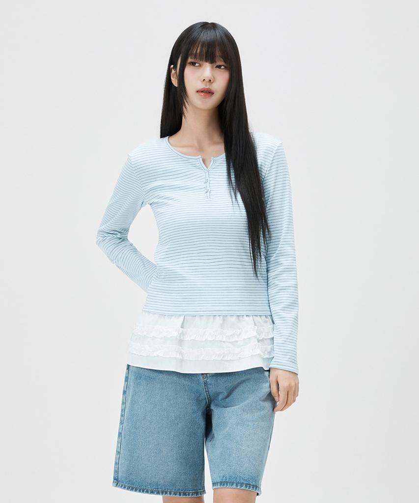 MIXXO Button-Up Striped T-Shirt_Miwlwg42Ms