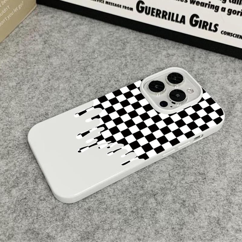 Гладкий чехол для телефона в клетку, подходящий для iPhone 17 16 15 14 13 12 11 Pro/Max/Plus, противоударная задняя крышка, защищающая от падений