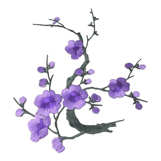 Cherry Blossom Iron-On Patch Blossom Plum Applique Patch Embroidered Flower Vines DIY Trim for Jeans Garment Women Clothing Jacket Backpack