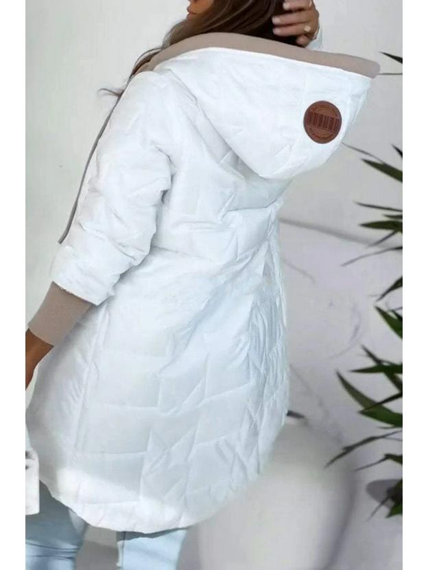 Стеганая хлопковая куртка с капюшоном свободного кроя, Осень/Зима 2025 - Однотонная, с длинным рукавом и застежкой-молнией
