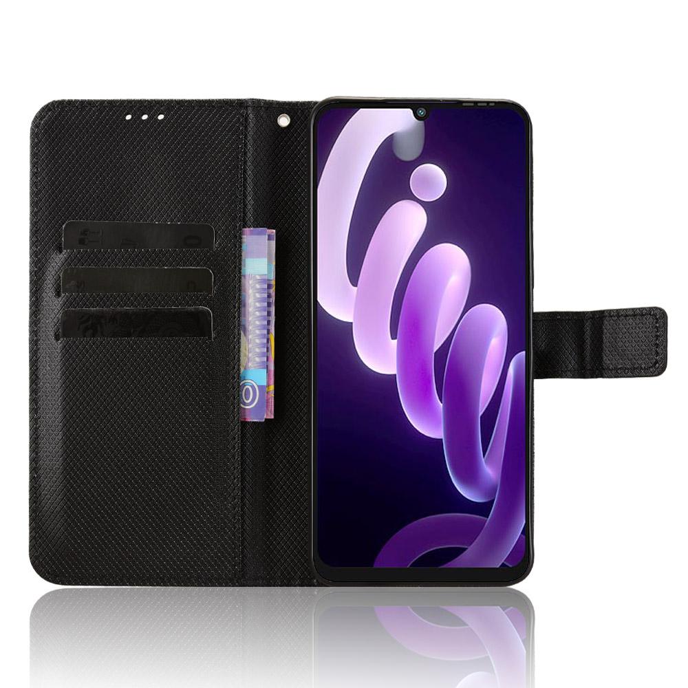 Для itel City 100 4G Кожаный чехол-кошелек с ремешком Чехол для телефона с ромбовидной текстурой