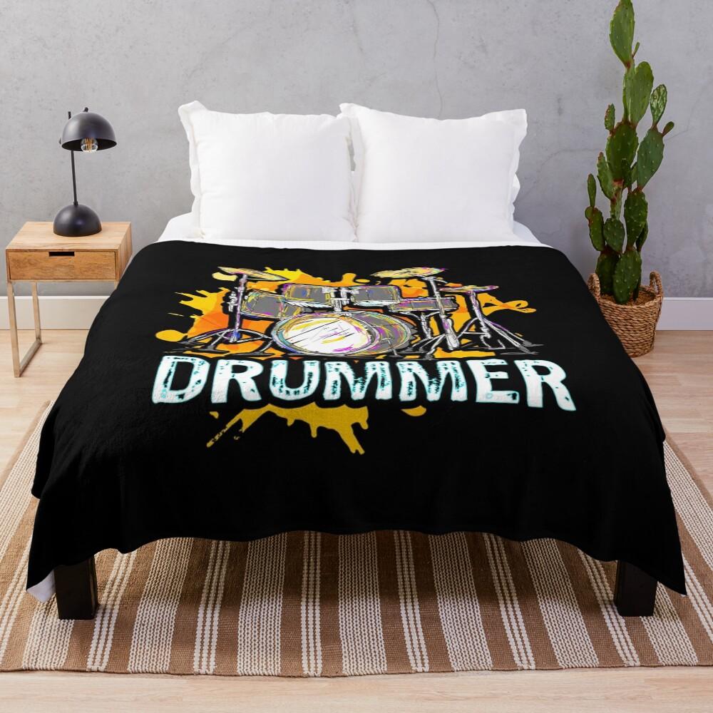 Drummer Rock n Roll Loves, Drum Music Festival, Funny Drummer, Musician Gift, Percussion Lover Throw Blanket