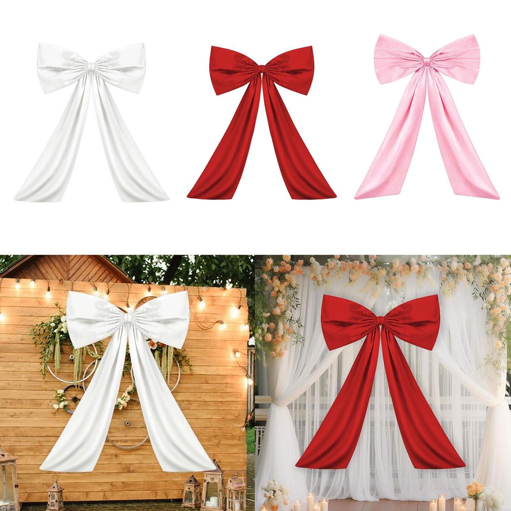 Large Ribbon Tie Bow Hanging Giant Room Decor Polyester Wall Accent for Christmas Holiday