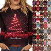 Women's Fashion Casual Christmas Printed Round Neck Long Sleeve Pullover Top