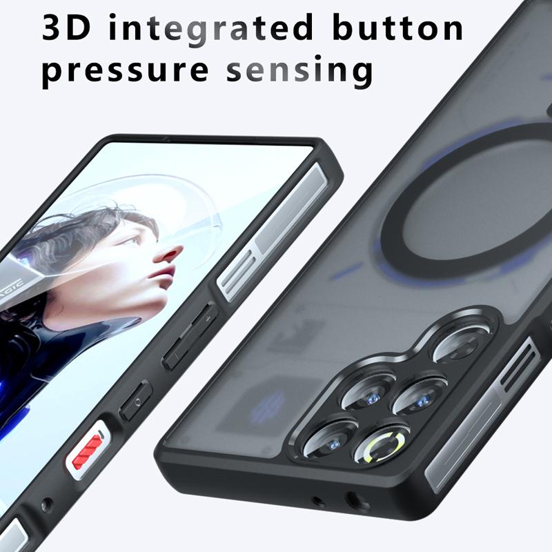 Для ZTE Nubia Red Magic 11 Pro Plus Чехол Противоударный Магнитный Матовый ПК+ТПУ Защита от отпечатков пальцев Полупрозрачная Крышка для Red Magic11 Pro