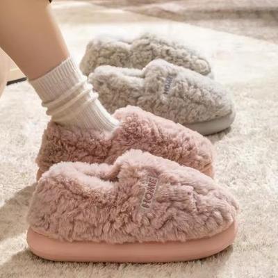 Тапочки Женские Зимние Домашние Теплые Нескользящие Плюшевые Туфли Мужские для Ношения на Улице