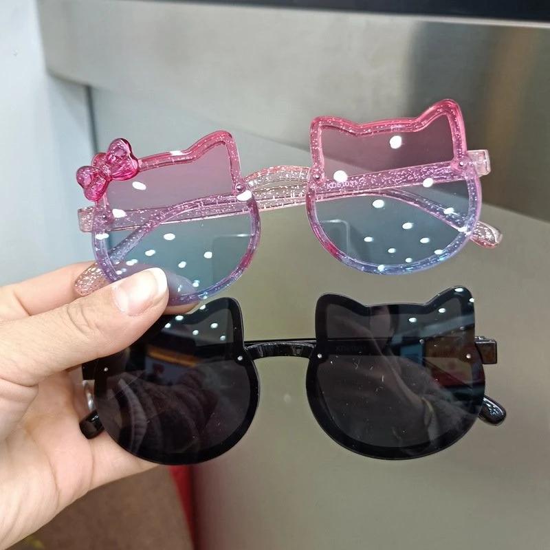 New Children Cute Kitty Sunglasses Acrylic Bow Outdoor UV Protection Sun Glasses Baby Girls Classic Kids Boy UV400 Eyewear