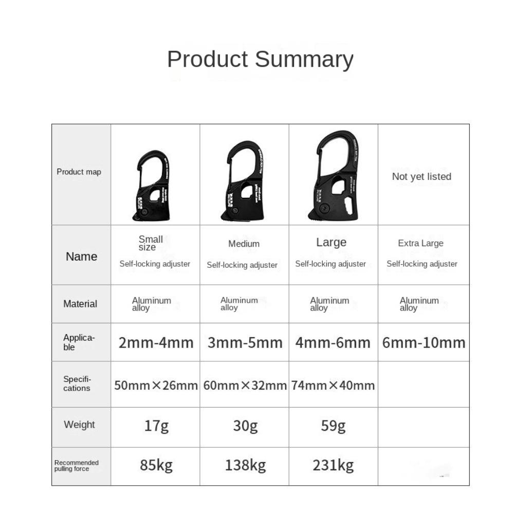 Aluminum Alloy Tent Rope Buckle 5m Rope Wind Rope Hanger Quickdraw Tent Accessories Outdoor Tool