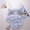 Japanese embroidered thin girl bra set, sweet flower lace underwear bra, large cup size.