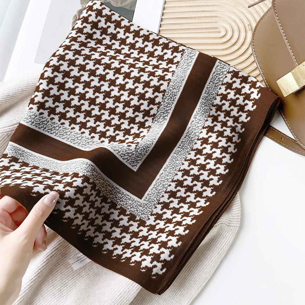 High-End Silk Scarf Women'S Spring Fashion Retro Neck High-End Square Scarf Scarf With Shirt Scarf
