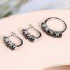 Bolaijewelry Серьги-кольца из стерлингового серебра 925 пробы, классический дизайн, натуральная черная шпинель, комплект ювелирных изделий для женщин, повседневная одежда, прекрасные подарки