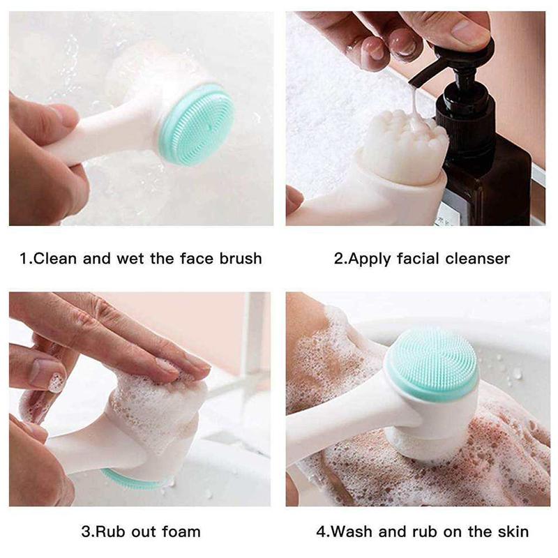 Double-layer silicone facial cleansing brush - facial massage brush. Suitable for exfoliation, for use in the bathroom