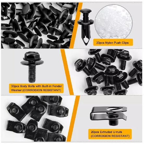 70X Body Bolts & U-nut Clips - M6 Engine Under Cover Splash Shield Guard For KIA