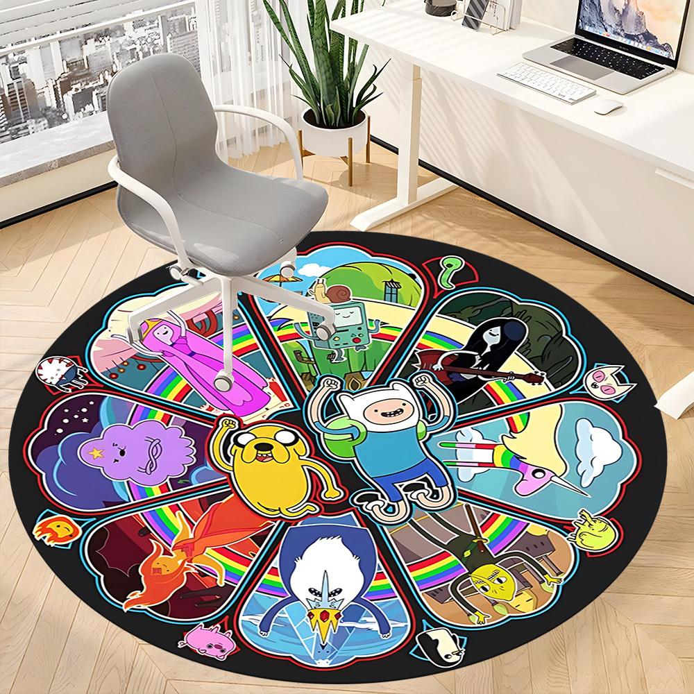 1pc Adventure-Time Chair Carpet for Office Non-Slip, Soft & Comfortable, Carpet for Office, Gaming, Lightweight Round Floor Mat yy251021008