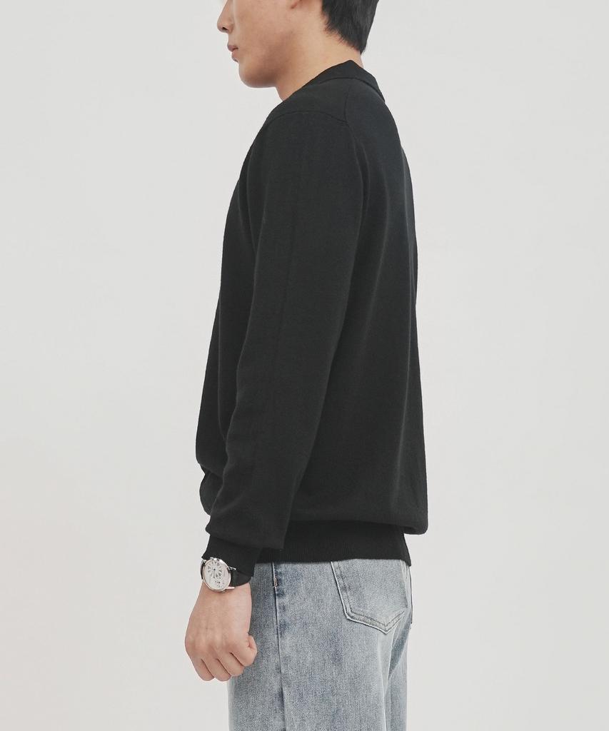 GOLDPERCENT Viscose Soft Cozy Collar Knit (Black, Men)