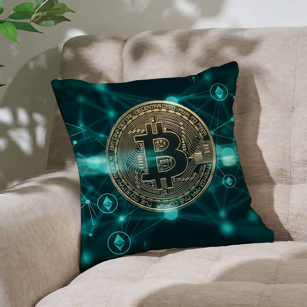 B-Bitcoin Pillow Case Throw Pillow Cover Nordic Vintage Style Cushion Covers Home Living Room Sofa Couch Seat
