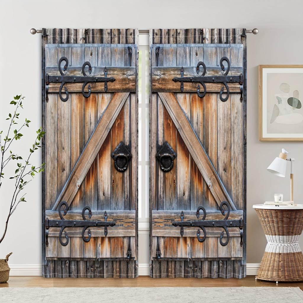 2 шт. Вертикальная полосатая занавеска с рисунком под дерево, напечатанная на двери, 3D цифровая печать, занавеска для дома, спальни, гостиной, декор, карман для штанги